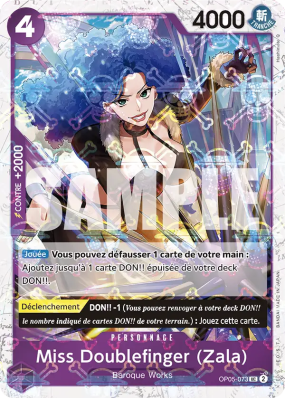 Carte One Piece Miss Doublefinger (Zala) OP05-073 UC JOLLY ROGER FOIL PRB01