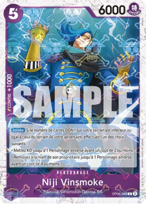 Carte One Piece Niji Vinsmoke OP06-065 R JOLLY ROGER FOIL PRB01