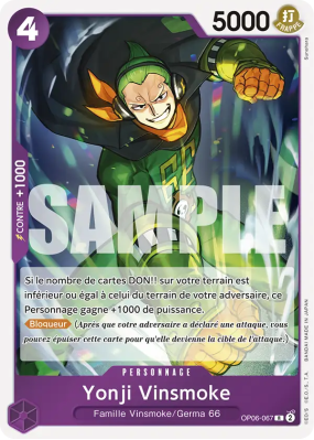 Carte One Piece Yonji Vinsmoke OP06-067 R PRB01