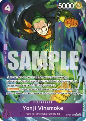 Carte One Piece Yonji Vinsmoke OP06-067 R ALT ART PRB01