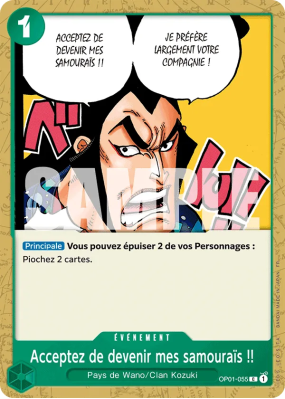 Carte One Piece Acceptez de devenir mes samouraïs !! OP01-055 C PRB02
