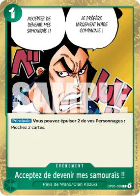 Carte One Piece Acceptez de devenir mes samouraïs !! OP01-055 C FOIL PRB02