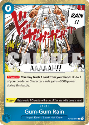 Carte One Piece Gum Gum Pluie OP02-068 R PRB02
