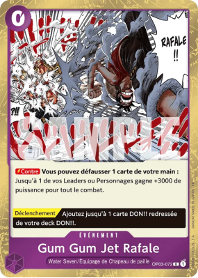 Carte One Piece Gum Gum Jet Rafale OP03-072 R PRB02