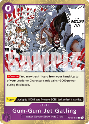 Carte One Piece Gum Gum Jet Rafale OP03-072 R PRB02