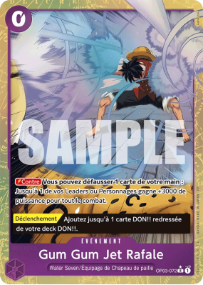 Carte One Piece Gum Gum Jet Rafale OP03-072 R ALT ART PRB02
