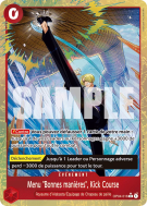 Carte One Piece Menu "Bonnes manières", Kick Course OP04-016 R ALT ART PRB02