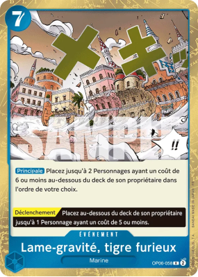 Carte One Piece Lame-gravité, tigre furieux OP06-058 R PRB02