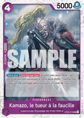 Carte One Piece Kamazo, le tueur à la faucille OP06-076 UC FOIL PRB02