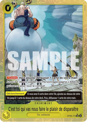 Carte One Piece C'est toi qui vas nous faire le plaisir de disparaître OP06-115 R ALT ART PRB02