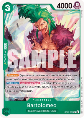 Carte One Piece Bartolomeo OP07-031 UC PRB02