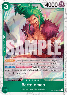 Carte One Piece Bartolomeo OP07-031 UC FOIL PRB02