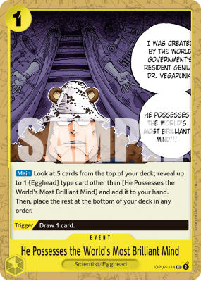 Carte One Piece L'homme le plus intelligent du monde OP07-114 UC PRB02