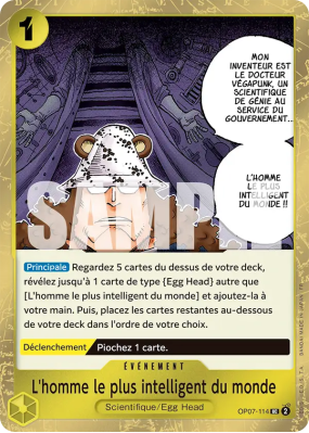 Carte One Piece L'homme le plus intelligent du monde OP07-114 UC FOIL PRB02