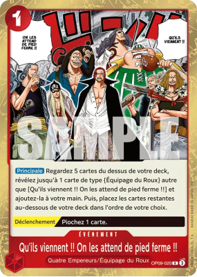 Carte One Piece Qu'ils viennent !! On les attend de pied ferme !! OP09-020 R PRB02