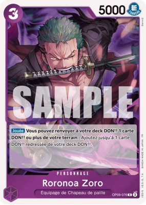 Carte One Piece Roronoa Zoro OP09-076 R PRB02