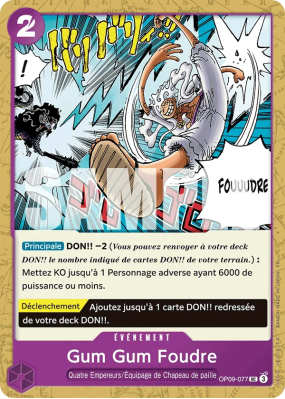 Carte One Piece Gum Gum Foudre OP09-077 UC PRB02
