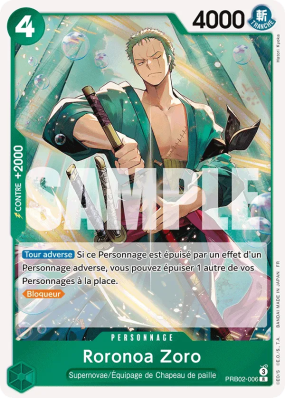 Carte One Piece Roronoa Zoro PRB02-006 R