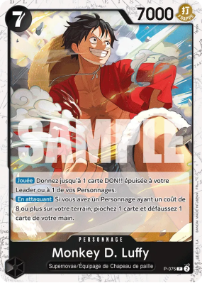 Carte One Piece Monkey D. Luffy P-075 P FOIL PRB02