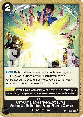 Carte One Piece Gum-Gum Diable Three-Swords Style Mouten Jet Six Hundred Pound Phoenix Cannon ST14-015 C