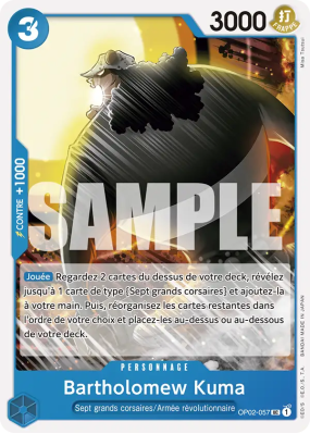 Carte One Piece Bartholomew Kuma OP02-057 UC ST17