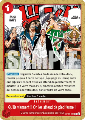 Carte One Piece Qu'ils viennent !! On les attend de pied ferme !! OP09-020 R ST23