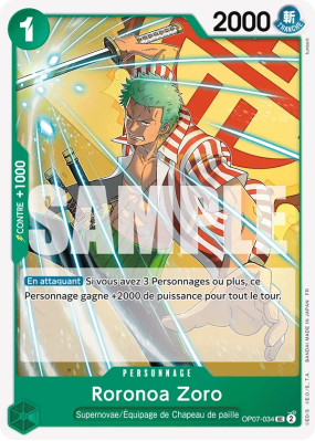Carte One Piece Roronoa Zoro OP07-034 UC ST24