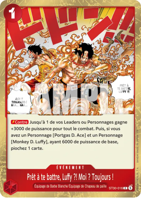 Carte One Piece Prêt à te battre, Luffy ?! Moi ? Toujours ! ST30-016 C