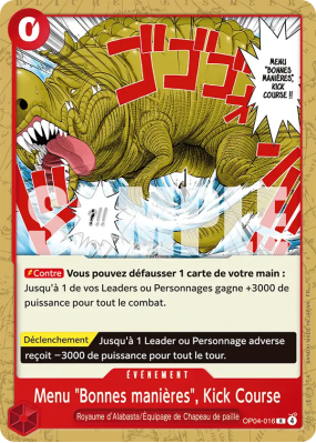 Carte One Piece Menu "Bonnes manières", Kick Course OP04-016 R ST31