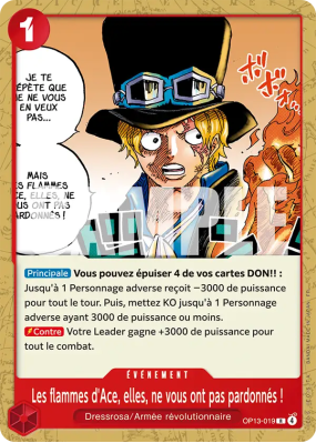Carte One Piece Les flammes d'Ace, elles, ne vous ont pas pardonnés ! OP13-019 R ST35
