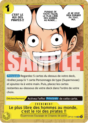 Carte One Piece Le plus libre des hommes au monde, c'est le roi des pirates !! OP13-116 UC ST36