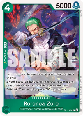 Carte One Piece Roronoa Zoro OP12-036 C PROMOS LEGACY OF THE MASTER