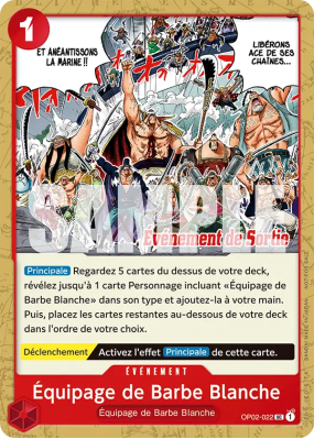 Carte One Piece Équipage de Barbe Blanche OP02-022 UC PROMO 1