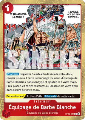 Carte One Piece Équipage de Barbe Blanche OP02-022 UC PROMO 2