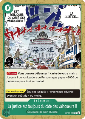 Carte One Piece La justice est toujours du côté des vainqueurs !! OP05-037 R PROMO 1