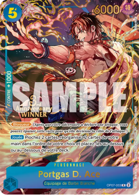 Carte One Piece Portgas D. Ace OP07-053 R PROMO 2