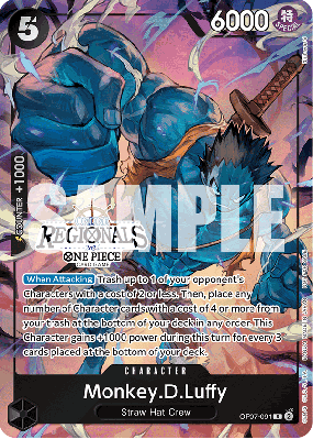 Carte One Piece Monkey D. Luffy OP07-091 R PROMO