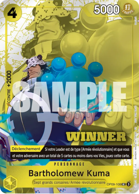 Carte One Piece Bartholomew Kuma OP09-108 UC PROMO 2