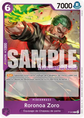 Carte One Piece Roronoa Zoro P-045 P PROMO 2