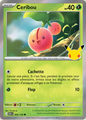 Carte Pokémon Ceribou 006/128 Commune 30ᵉ Anniversaire
