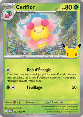 Carte Pokémon Ceriflor 007/128 Commune 30ᵉ Anniversaire