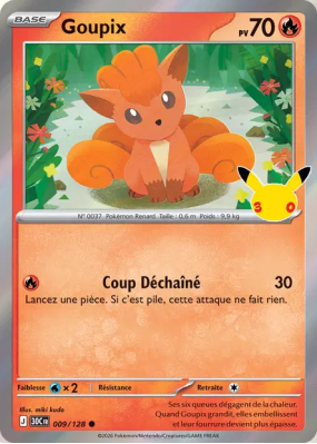 Carte Pokémon Goupix 009/128 Commune 30ᵉ Anniversaire