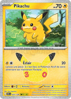 Carte Pokémon Pikachu 023/128 Sans rareté 30ᵉ Anniversaire