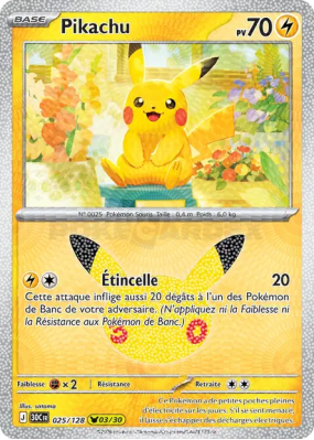 Carte Pokémon Pikachu 025/128 Sans rareté 30ᵉ Anniversaire
