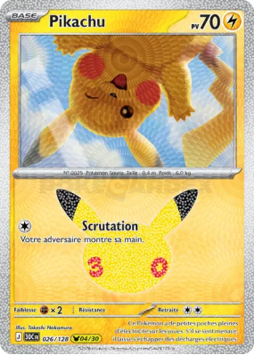 Carte Pokémon Pikachu 026/128 Sans rareté 30ᵉ Anniversaire