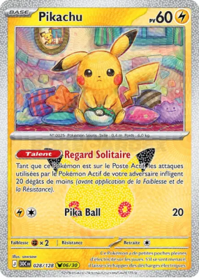 Carte Pokémon Pikachu 028/128 Sans rareté 30ᵉ Anniversaire