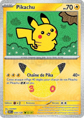 Carte Pokémon Pikachu 034/128 Sans rareté 30ᵉ Anniversaire