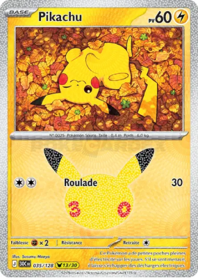 Carte Pokémon Pikachu 035/128 Sans rareté 30ᵉ Anniversaire