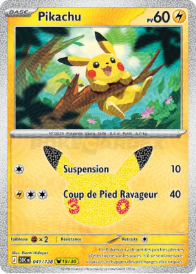Carte Pokémon Pikachu 041/128 Sans rareté 30ᵉ Anniversaire
