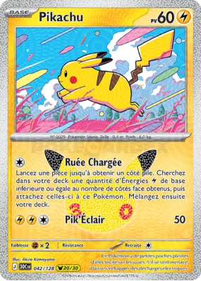 Carte Pokémon Pikachu 042/128 Sans rareté 30ᵉ Anniversaire